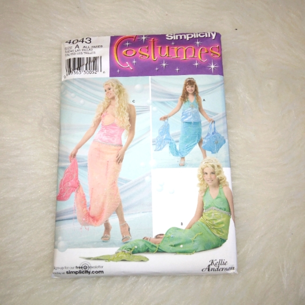 SIMPLICITY 4043 Mermaid Costume, includes child girls and Misses sizes